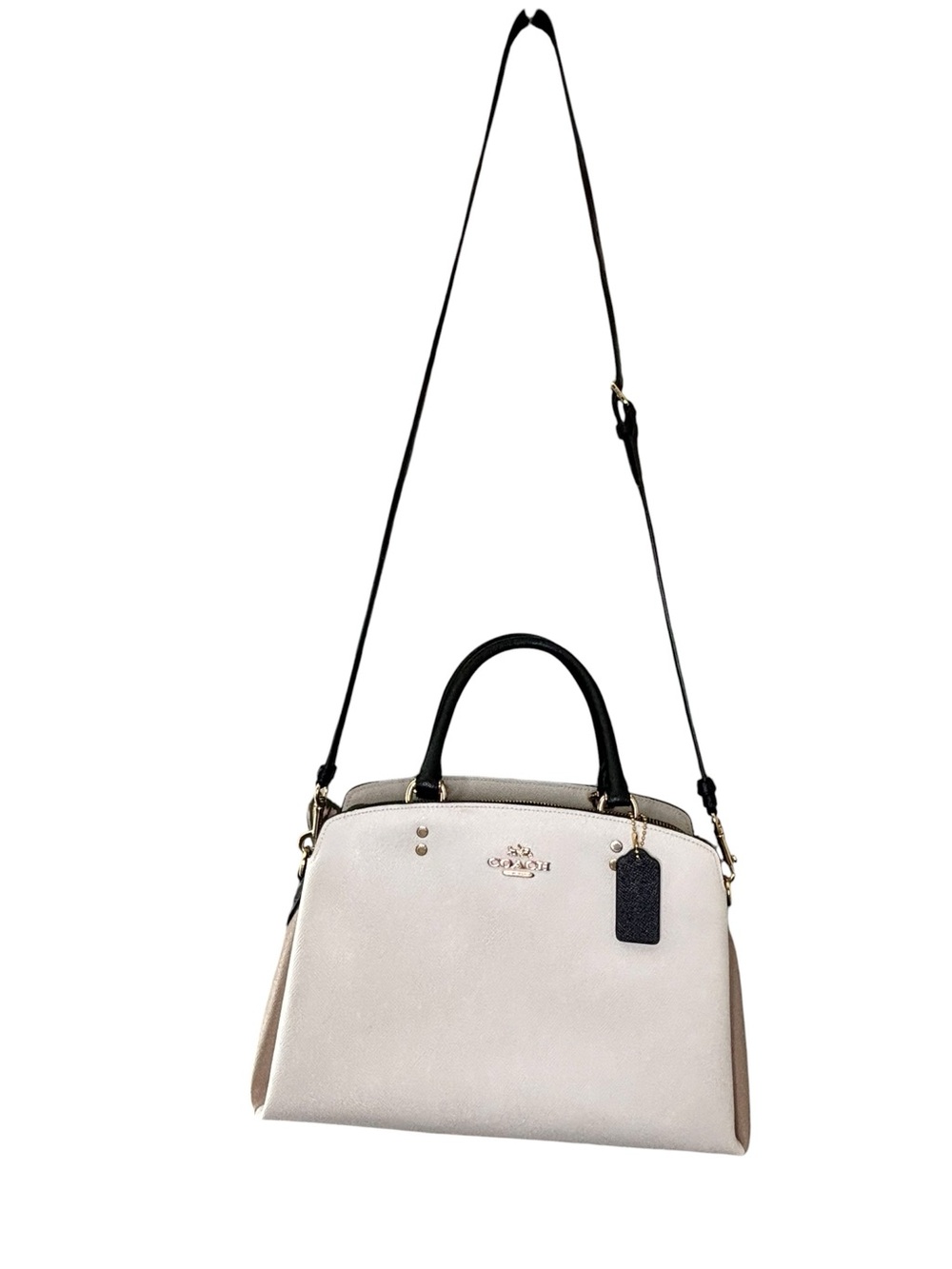 Coach 2022 Cara Satchel Chalk Multi Pebble Leather Satchel Crossbody NWT - Picture 9 of 13